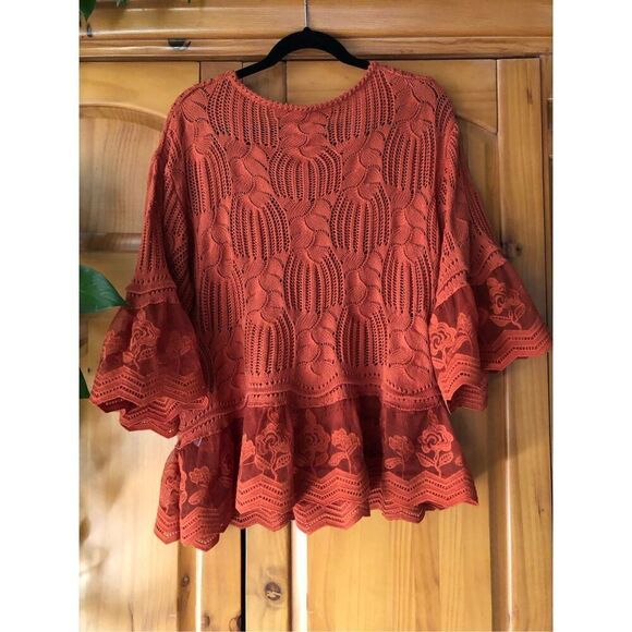 Lipslide Orange Crochet Embroidered Women Blouse - Picture 12 of 12